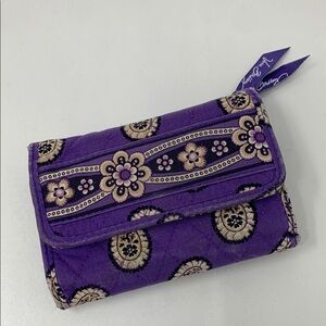Vera Bradley Simply Violet Quilted Paisley Trifold Wallet Purple cottagecore